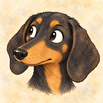 Watercolor portrait of Booger's face