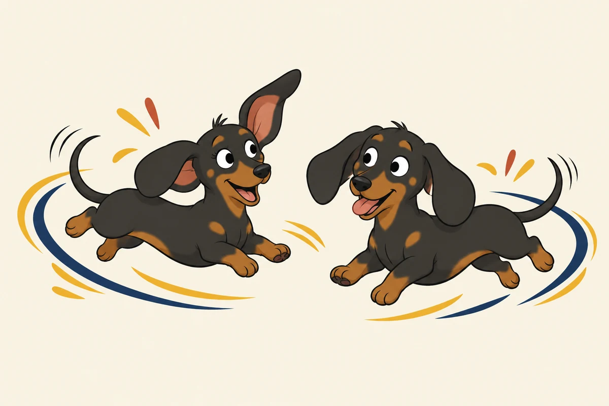 Penny and Booger race forward in Get the Zoomies artwork